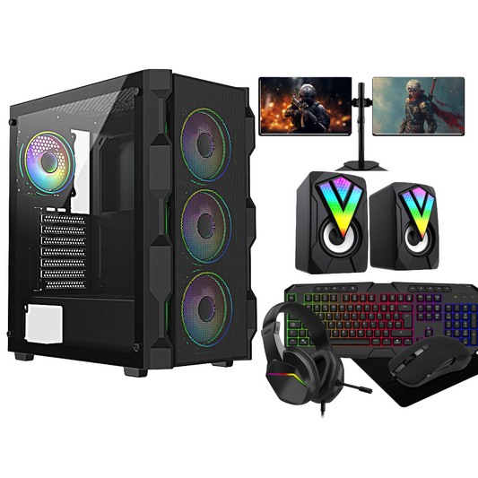 Savitar Flash i7 Gaming PC – 16GB RAM, 128GB SSD + 1TB HDD, Dual 22" Monitors, Free Speakers Bundle