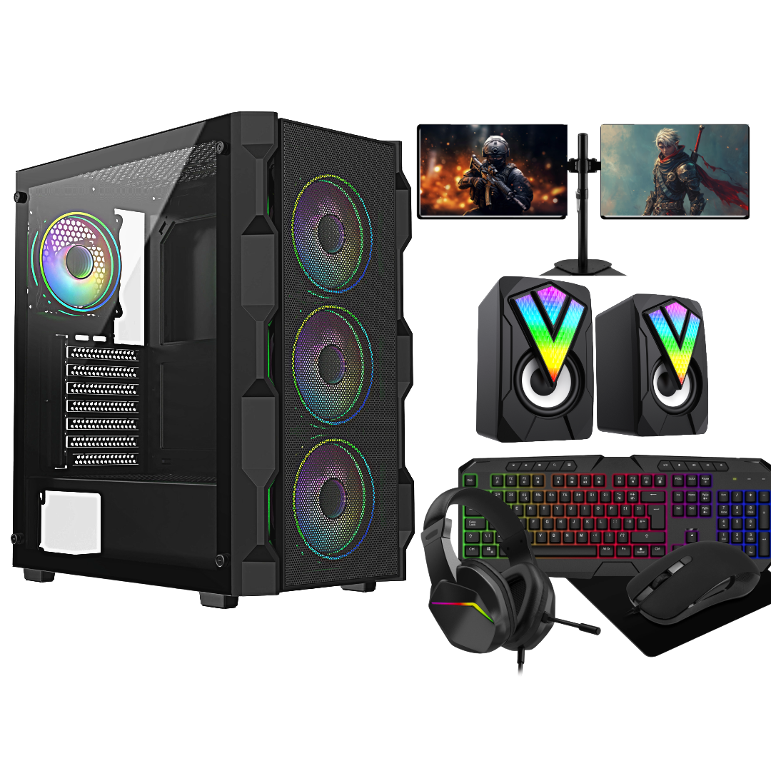 Savitar Flash i7 Gaming PC – 16GB RAM, 128GB SSD + 1TB HDD, GT710/730 2GB, Dual 22" Monitors, Free Speakers Bundle