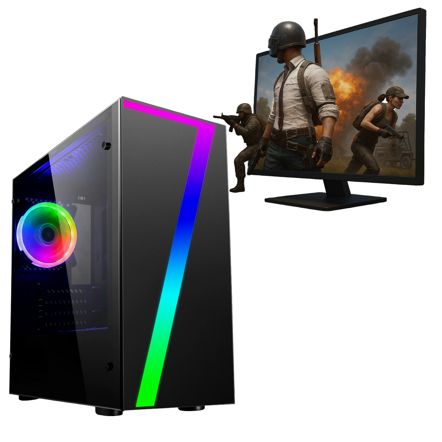 Savitar Gaming PC Tower Plus Monitor Only Bundle - Core i5/i7 128GB SSD 500GB/1000GB HDD GT730 4GB
